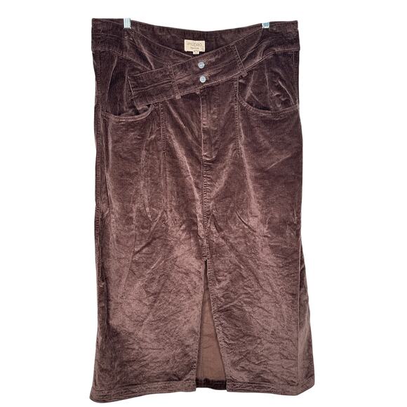 Early 2000s Pilcro Brown Corduroy Midi Skirt Preppy Fall Winter US 14 - Picture 2 of 11